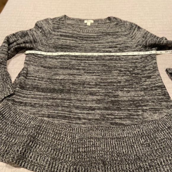 Style & Co Marled Gray Knit Peplum Sweater Top 1X Bell Sleeves - Picture 7 of 8